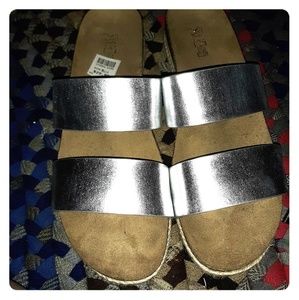 Silver sandal slides